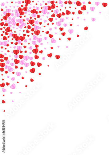 Fototapeta Naklejka Na Ścianę i Meble -  Pink Heart Background White Vector. Present Backdrop Confetti. Violet Banner Texture. Red Confetti Card Illustration. Tender Happy Pattern.
