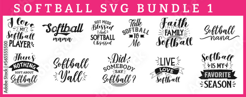 Softball Inspiration SVG Bundle: Hand-Drawn Typography Quotes and Sayings with Vector Illustration Graphic - Perfect for T-Shirts, Banners, Mugs, and More!