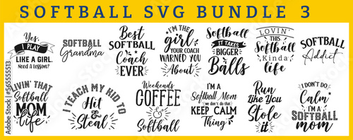 Softball SVG Bundle: Hand-Drawn Hand-Lettering Typography Quotes and Sayings with Vector Illustration Graphic - Perfect for T-Shirts, Banners, Mugs, and More! Get inspired with this exclusive