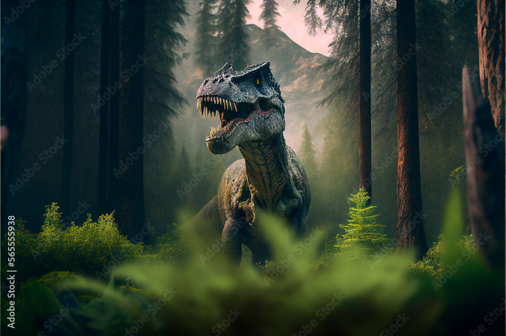 dinosaurs t-rex in the woods dinosaurs t-rex in the woods