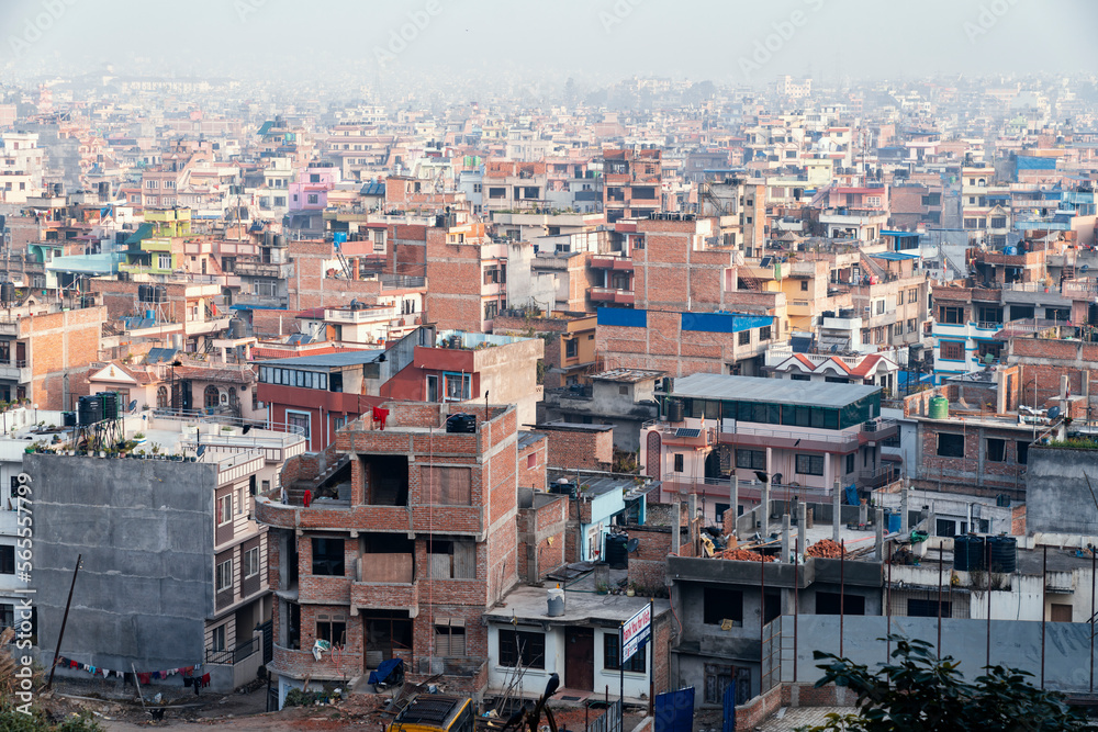 View of brick houses in Kathmandu, Nepal