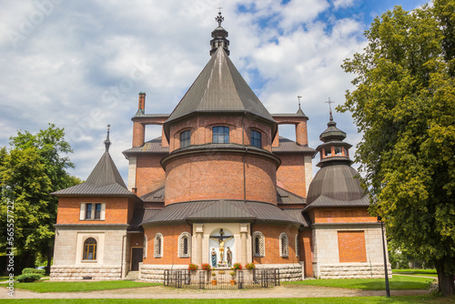 Facade of the Church of the Sacred heart of Jesus in Nowy Targ, Poland