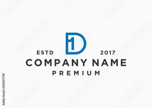 letter d with number 1 logo design vector illustration template photo