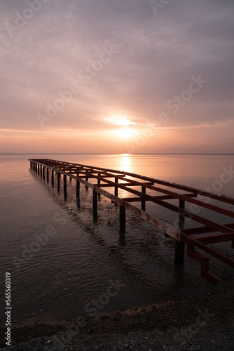 sunset red silhouette sea