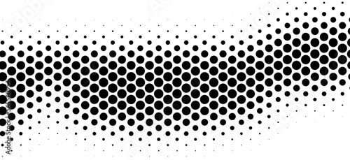 Abstract halfton background. A wave of black dots on a white background. The pattern is chaotic
