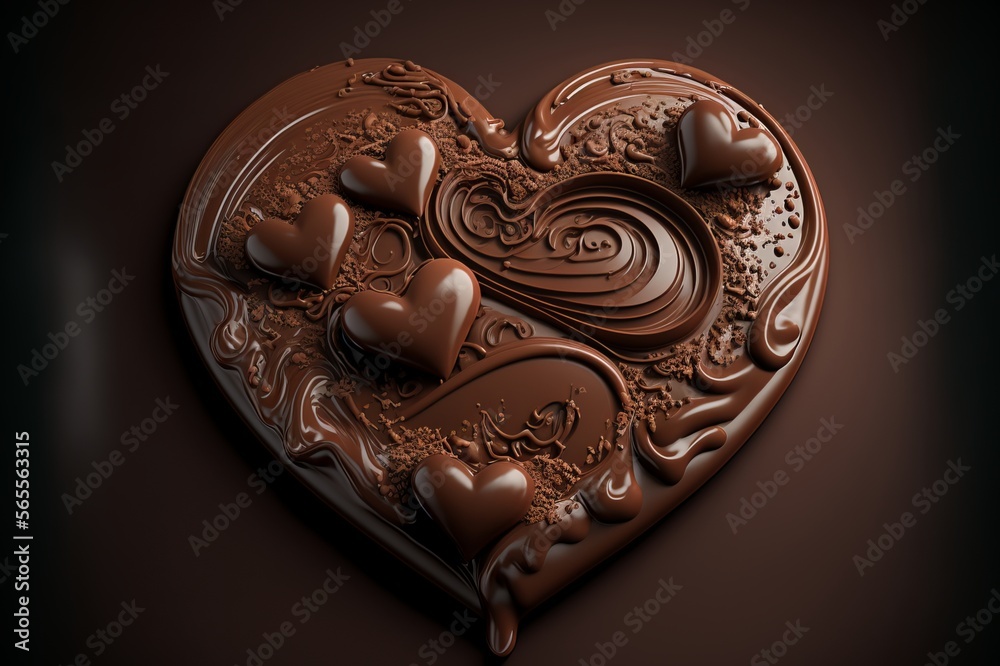 Heart Shaped Chocolate made with Love - Postproducted generative AI digital illustration. Heart Shaped Chocolate made with Love - Postproducted generative AI digital illustration.