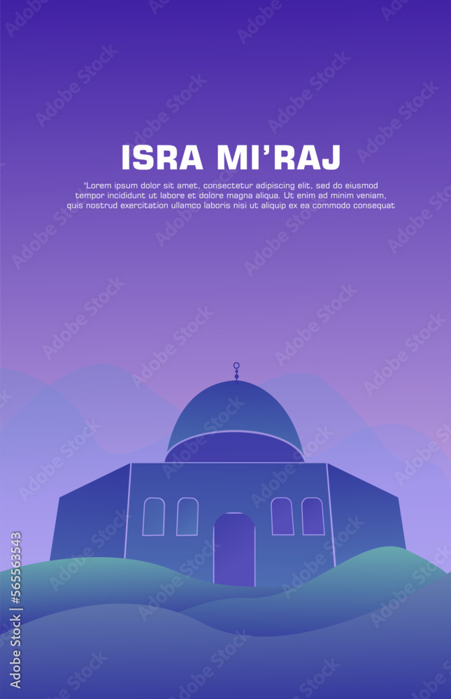 isra mi'raj design poster template. with desert, camel and mosque elements, in dark colors. vector illustration isra mi'raj design poster template. with desert, camel and mosque elements, in dark colors. vector illustration