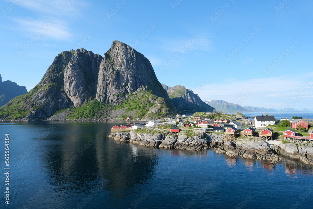 Fjords landscape, ocean bay, fjords coastline, summertime 