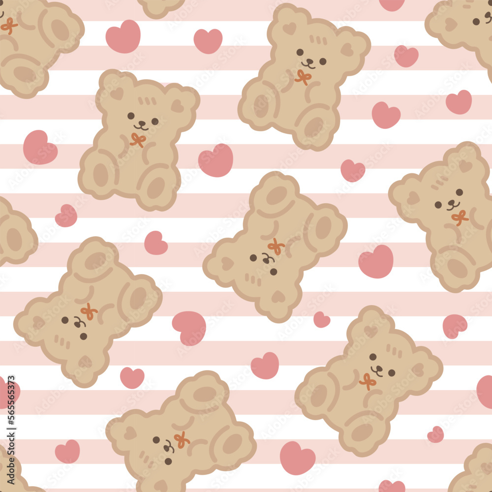 boho teddy bear digital paper seamless pattern