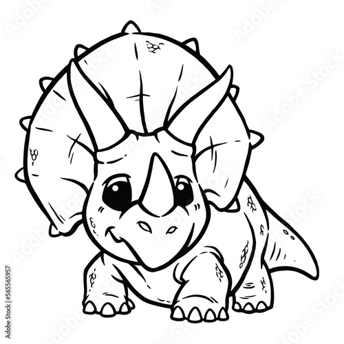 Vector illustration of Cartoon dinosaur, Triceratops, Coloring book for kids
