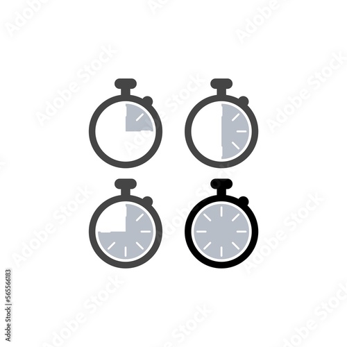 Set of timer and stopwatch icons isolated on white background