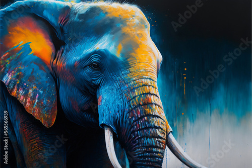 Słoń abstrakcyjny kolorowy malarski 4