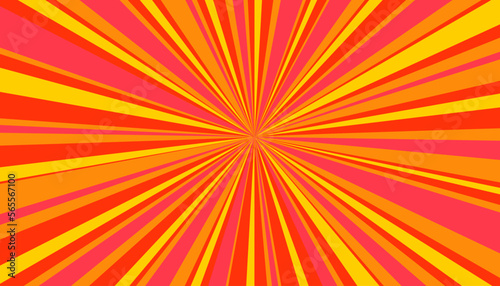Retro banner with sun and rays in style of 70s