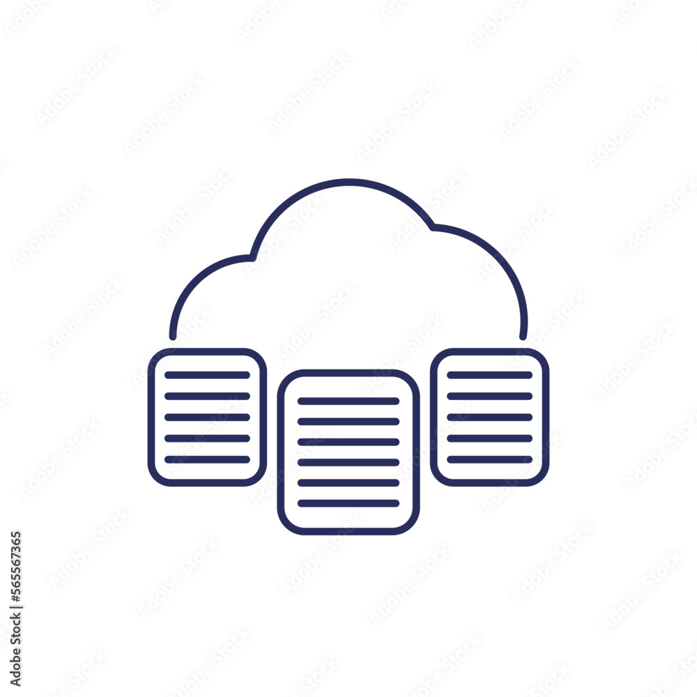 documents in a cloud icon, line vector documents in a cloud icon, line vector