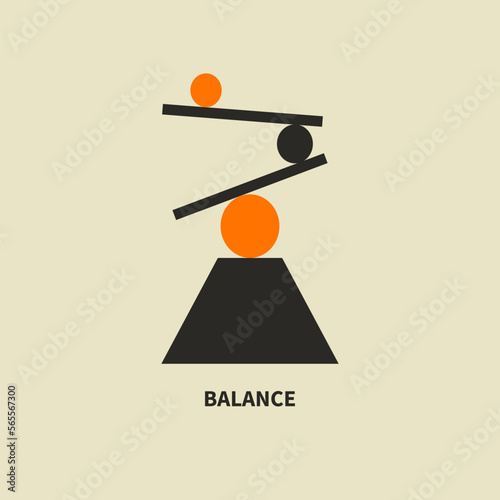 Balance icon, flat geometric shapes logo. Harmony and wellness poster