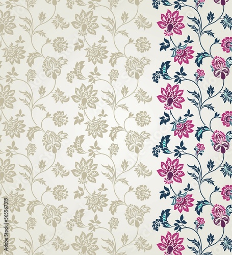 Wallpaper Mural wedding card design, traditional paisley floral pattern , royal India	 Torontodigital.ca