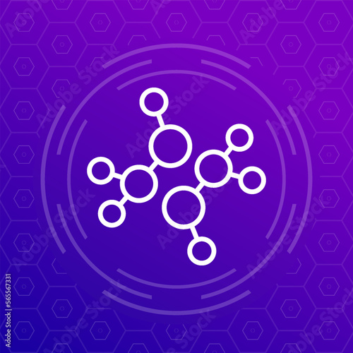 chemicals line icon with a molecules, vector