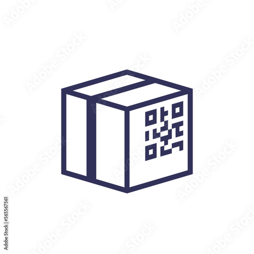 package with QR code icon, vector