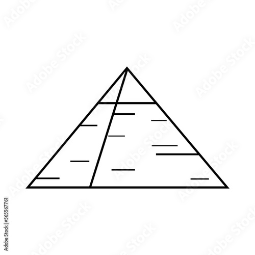 Egypt ancient pyramids of giza are egyptian pharaoh tomb on white background line outline vector black icon design.