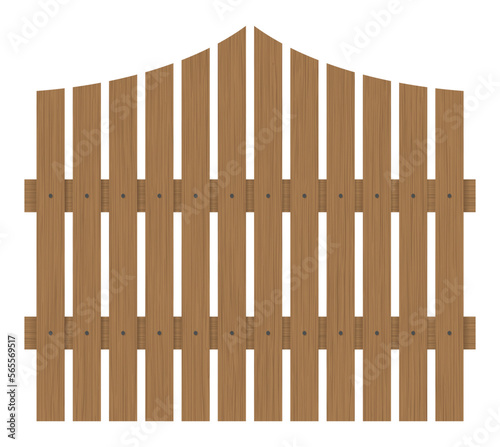 Wooden fence design. Rural fencing board construction in flat style. Enclosing planks, yards barrier. Farm or rural house boundary isolated on white background