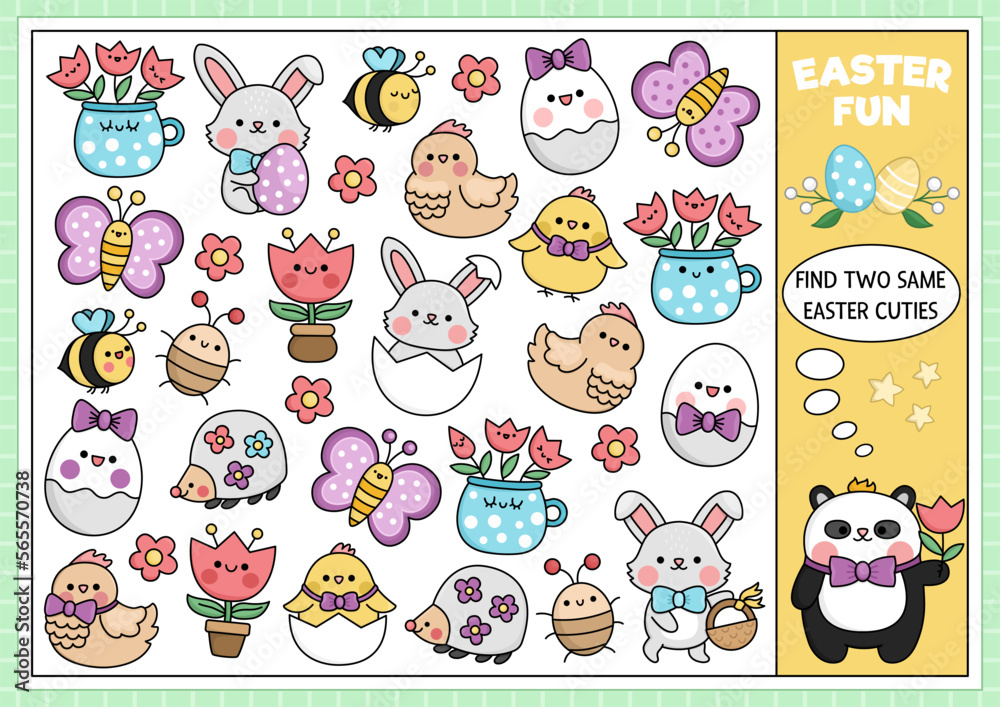 Find two same kawaii cuties. Easter matching activity for children ...