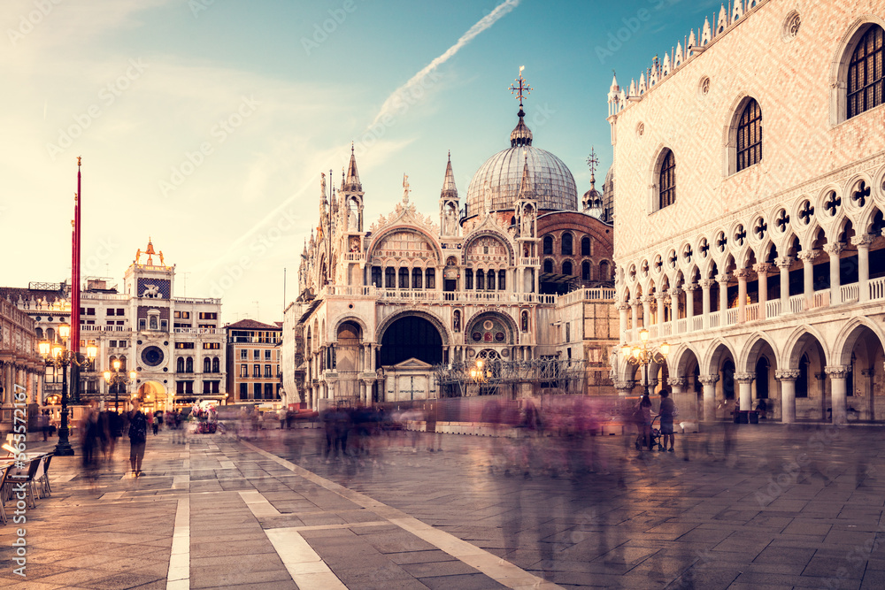 Saint Mark square with basilica in Venice, Italy