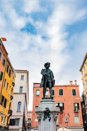 Venice, Italy the statue of Carlo Goldoni at Campo san Bortolomio photo