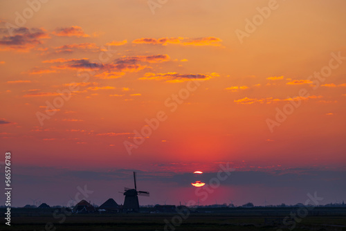Sunrise with windmill Hargermolen, Bergen - Schoorl, The Netherlands