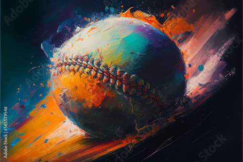 Baseball abstrakcyj malowany obraz olejny 5