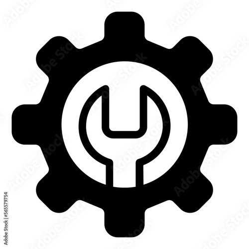 gear and tool solid icon