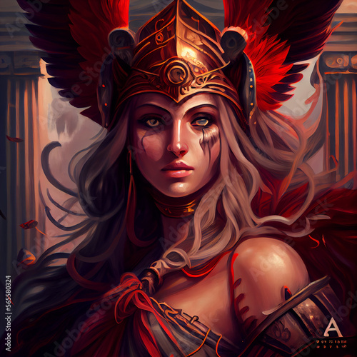 portrait of a goddess athena mythology.generative AI technology photo