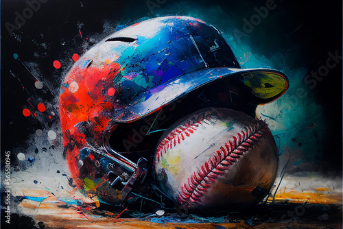 Baseball abstrakcyj malowany obraz olejny 3 © ArtPainting