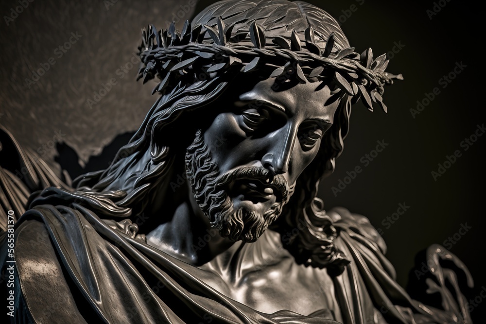 Fototapeta premium illustration of Jesus Christ in crown of thorns. AI generated 