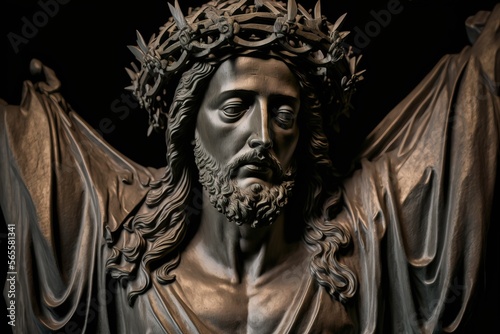 illustration of Jesus Christ in crown of thorns. AI generated 
