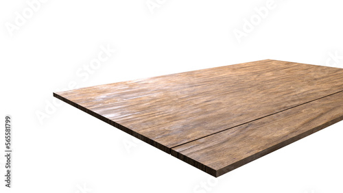 Empty wooden texture board or table top view isolated background