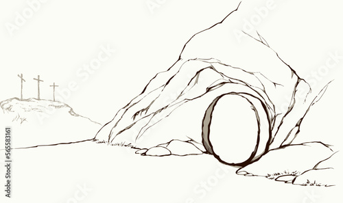 Tthe tomb of Christ . Vector drawing