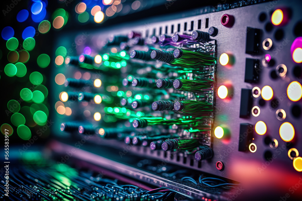Internet servers and in data center with blinking lights, telecommunications concept Internet servers and in data center with blinking lights, telecommunications concept