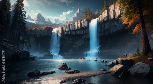 The Power of Flow: A Breathtaking View of Cascading Falls [AI Generated]