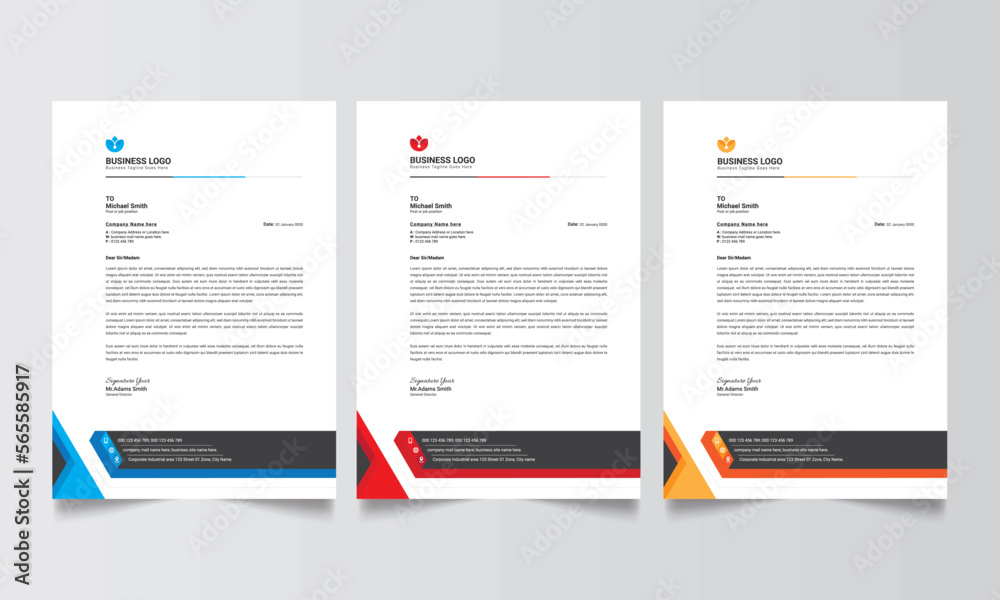 Business Corporate letterhead layout, Simple letterhead design With various color print-ready Design templates.	