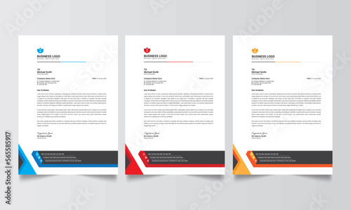 Business Corporate letterhead layout, Simple letterhead design With various color print-ready Design templates.	