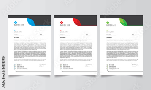 Business Corporate letterhead layout, Simple letterhead design With various color print-ready Design templates.	