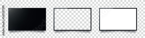 Realistic TV screen on a isolated baskgound. 3d blank led monitor - stock vector 10 eps.