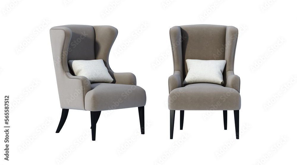 Armchair isolated on white background, 3D rendering Armchair isolated on white background, 3D rendering