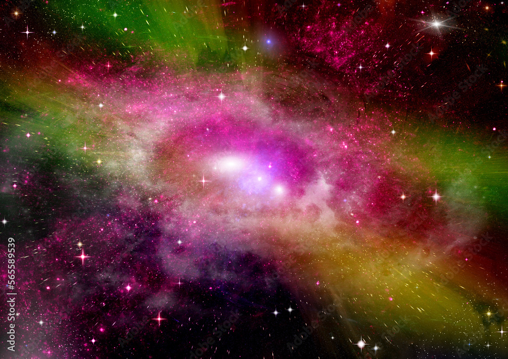 galaxy in a free space. 3D rendering
