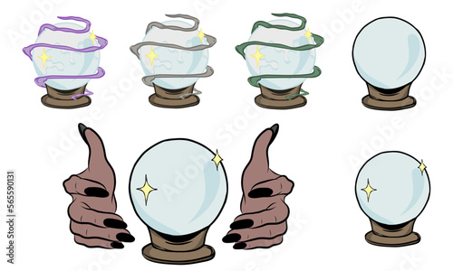 Set of scrying balls illustrations vector