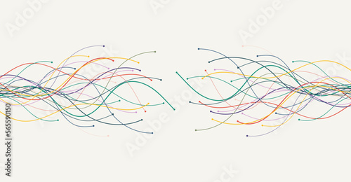 Ai technology. Concept of artificial intelligence. Green and dots lines. Digital, communication, science, networks