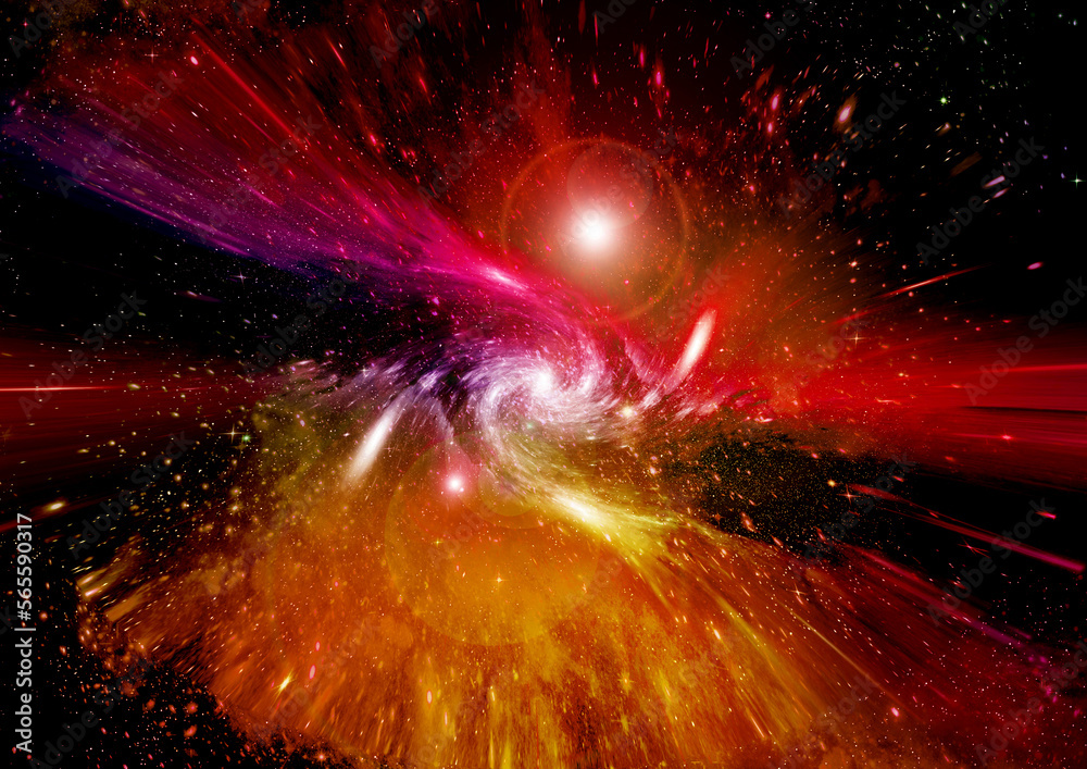 galaxy in a free space. 3D rendering