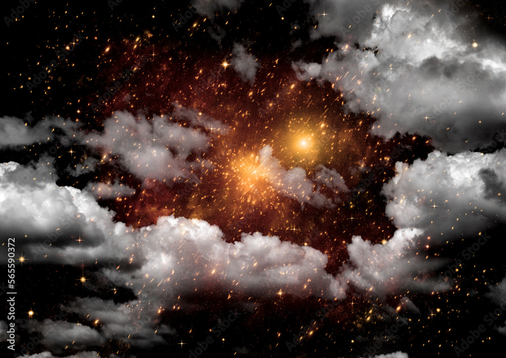 galaxy in a free space. 3D rendering
