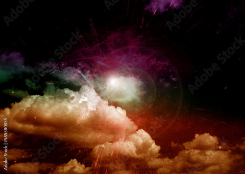 Obraz na płótnie galaxy in a free space. 3D rendering w salonie