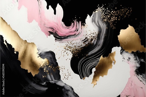 Luxury background with paint shapes and golden brushstrokes